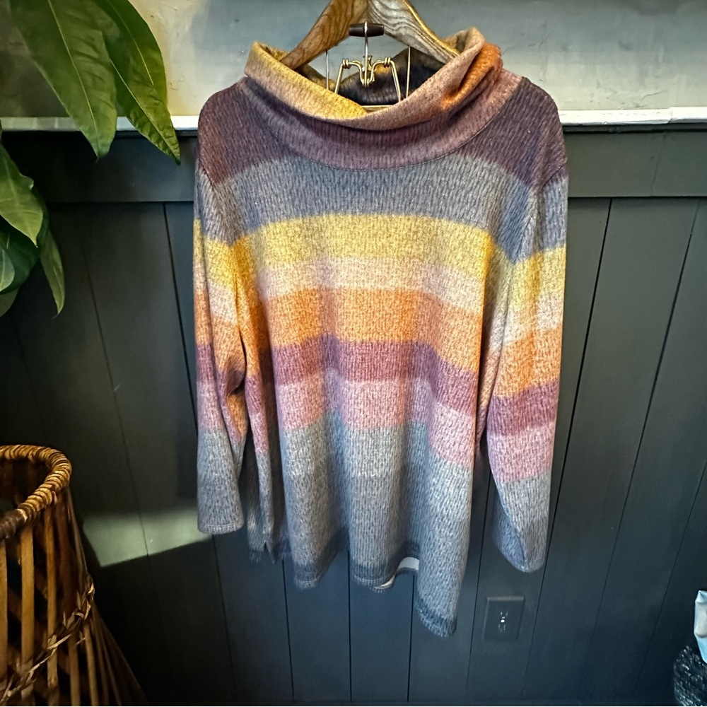 CJ Banks 3X Striped Multicolor Women's Pullover Sweater